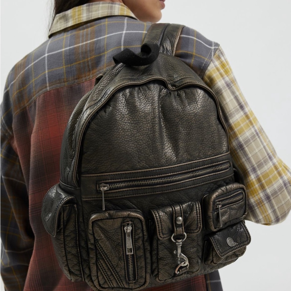 Urban Outfitters Silence + Noise Faux Leather Backpack Bookbag Purse Carryall - Picture 2 of 7